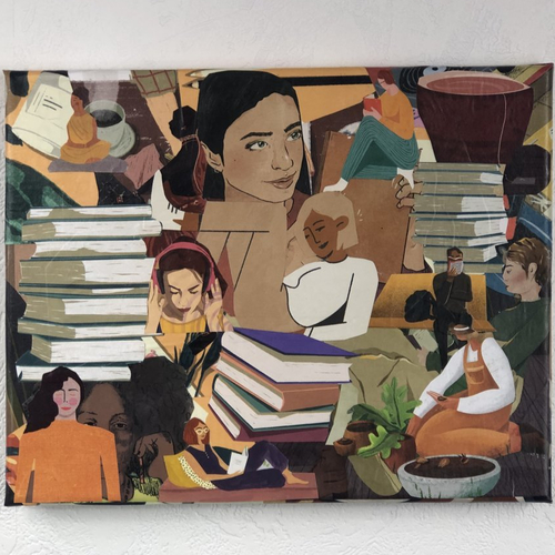 Tableaux collage  toile tendue 1050