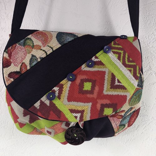 Sac minaudière tissus patchwork collection lina réf 0498