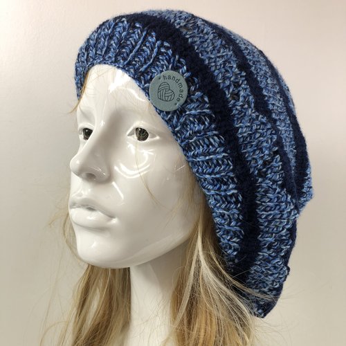 Béret laine tricoté main ref 7589