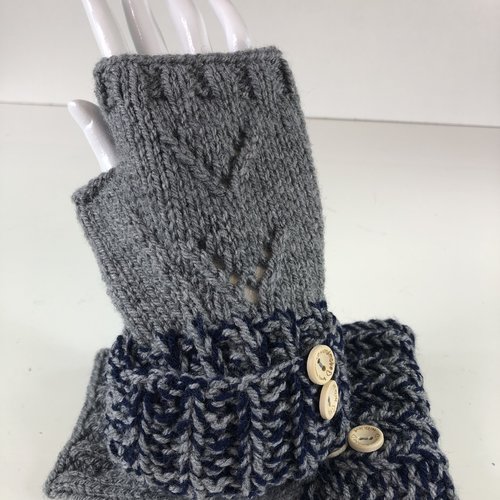 Mitaines avec pouce laine tricoté main réf 5449