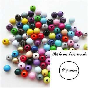 Blanc Perle en bois ronde Ø 8 mm lot de 50 perles