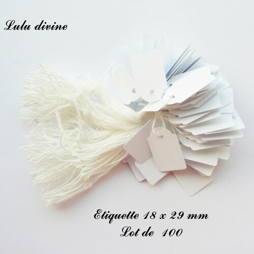 100 étiquettes à fil en coton blanc / etiquette pour prix : 18 x 29 mm
