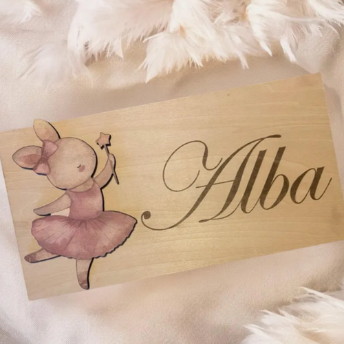 Plaque de porte en bois prenom enfant danseuse