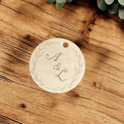 Étiquettes bois à personnaliser, médaillons en bois mariage baptême naissance communion pour pochons dragées ou décoration table
