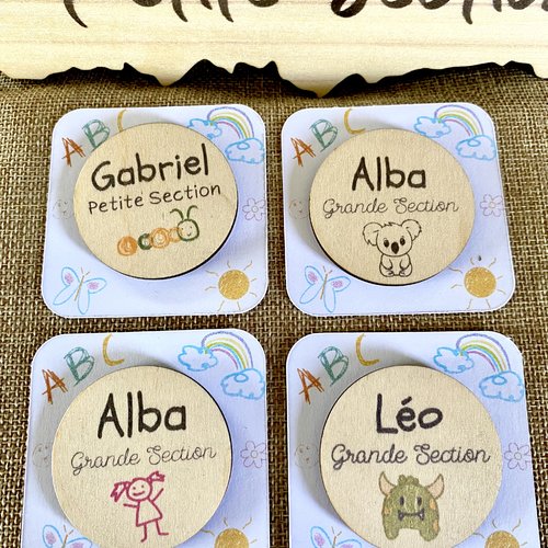 Badge prénom et classe spécial rentrée scolaire badge enfant personnalisé