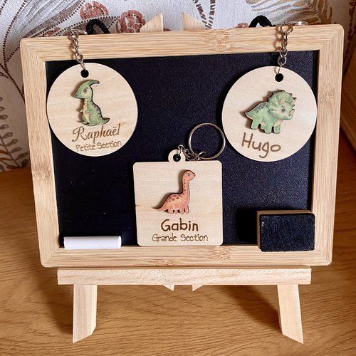 Porte-clés enfant en bois personnalisé motifs animaux — idée cadeau école & cartable