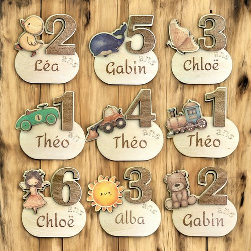 Magnet en bois personnalisé anniversaire enfant