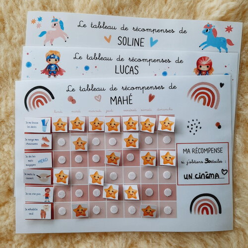 Tableau des récompenses – tableau de motivation avec consignes personnalisables