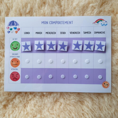 Mon comportement – tableau de motivation à la semaine concernant le ...