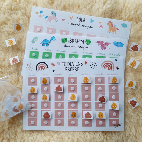 Je deviens propre ! tableau d'apprentissage à la propreté personnalisable - continence