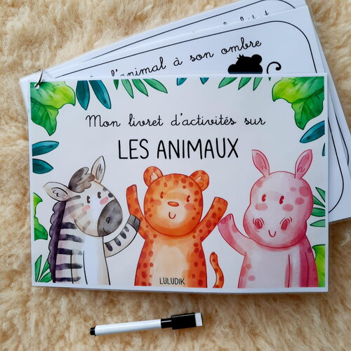 Livret d'activités sur les animaux – niveau maternelle - quiet book enfant  – livret d’apprentissage animaux