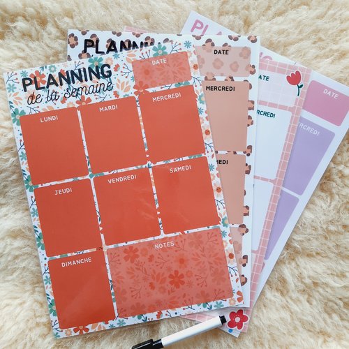 Planning semaine familial a4 plastifié réutilisable – organisateur hebdomadaire aimanté frigo