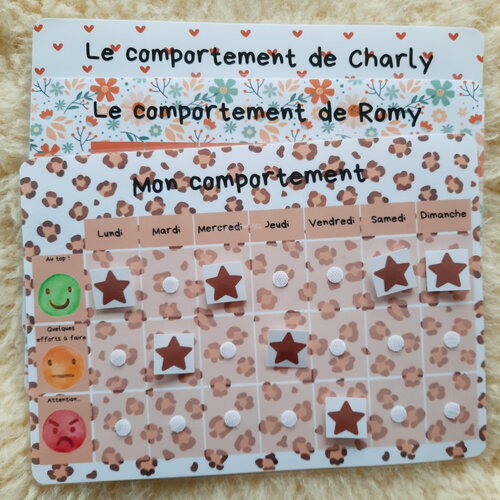 Mon comportement – tableau de motivation à la semaine concernant le comportement de l’enfant