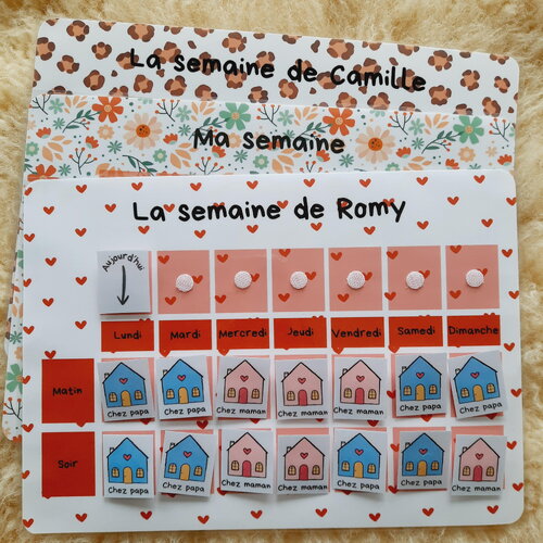 Planning garde alternée a4  matin, soir – semainier garde alternée - personnalisable selon les besoins de l’enfant