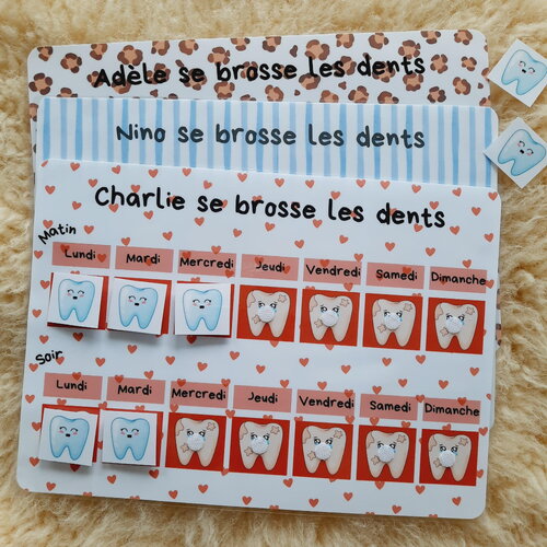 Je me brosse les dents ! tableau de motivation au brossage des dents pour les enfants personnalisable