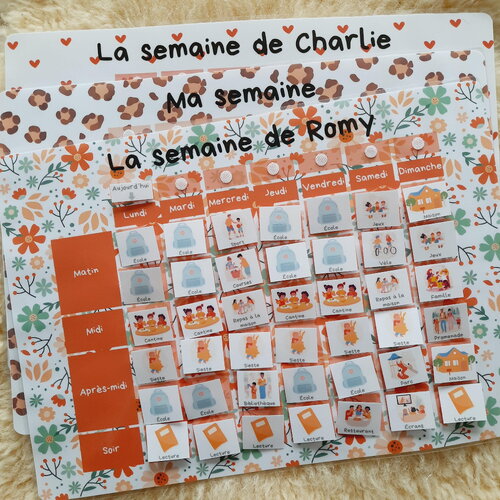 Semainier enfant grand format a3 / calendrier enfant/ ma semaine / organisation  / planning a3 / se repérer dans la semaine
