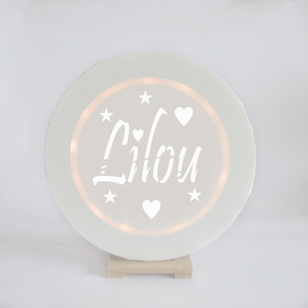 Tableau lumineux led rond prénom personnalisable - Un grand marché