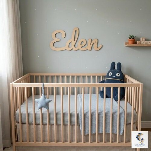 Prénom bois découpé laser - pancarte murale personnalisée bébé - décoration chambre enfant bois - cadeau naissance fait main à nice