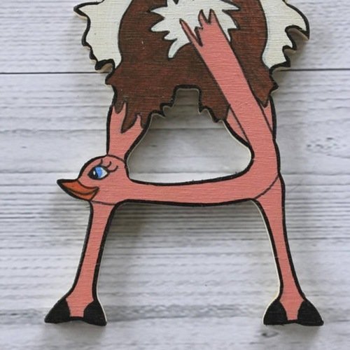 Lettre décorative en bois en forme d'animal pour écrire prénom autruche rose