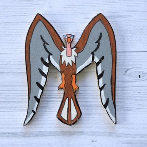 Lettre décorative en bois en forme d'animal pour écrire prénom. (m) vautour marron