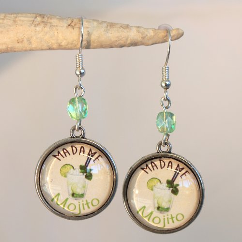 Boucles d'oreilles "madame mojito" fantaisie