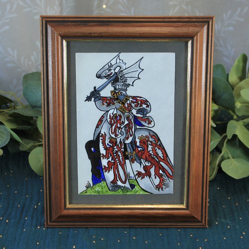 Dessin, façon enluminure, inspiré du grand armorial équestre de la toison d’or, médiéval, histoire, moyen age