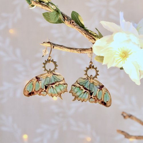 Boucles d'oreilles" papillon steampunk-art nouveau" rétro fantaisie
