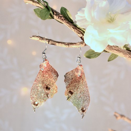 Boucles d'oreilles "ailes de fée orangées dégradées" féérique fantastique fantaisie