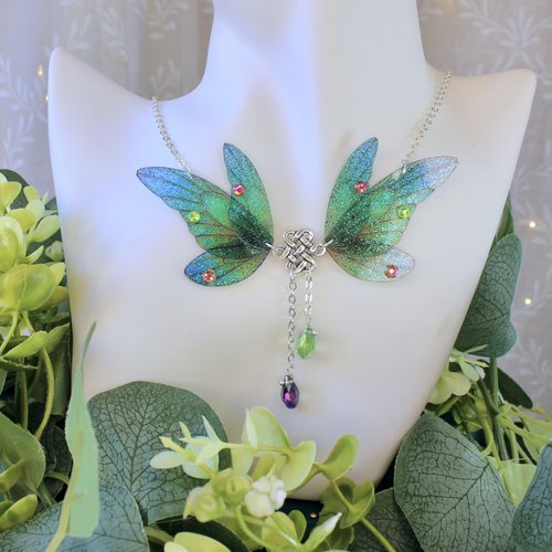 Collier "ailes de fée celtiques" féerique, fantastique, fantaisie