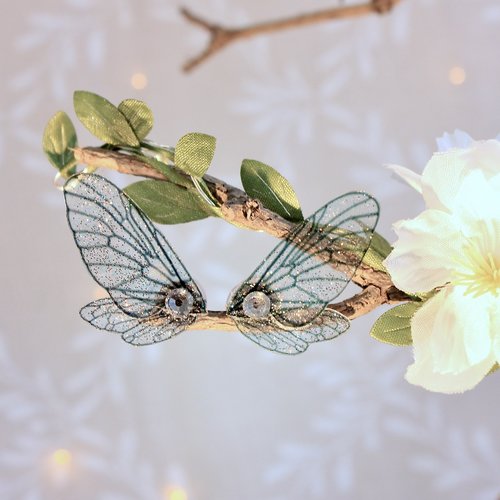 Boucles d'oreilles puces "ailes de fée givrées" féerique, fantastique, fantaisie