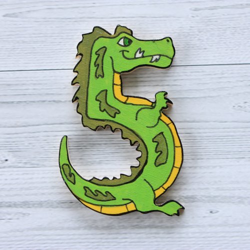 Chiffre décoratif en bois en forme d'animal bois multicolore crocodile