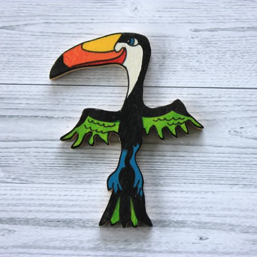 Chiffre décoratif en bois en forme d'animal bois multicolore toucan