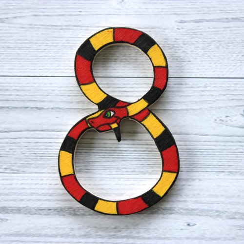 Chiffre décoratif en bois en forme d'animal bois multicolore serpent