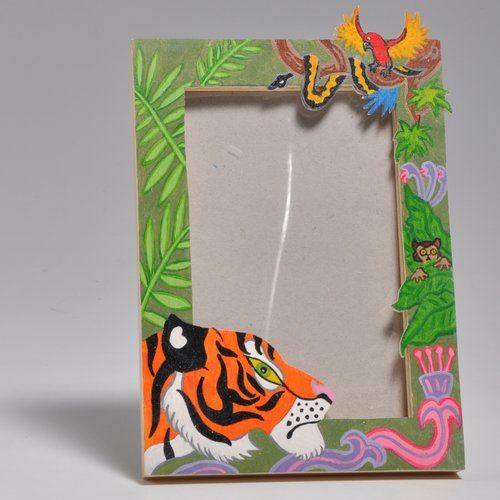 Cadre photo en bois "le tigre dans la jungle", photo, décoration, enfants