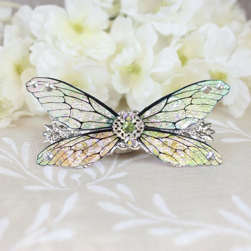 Barrette à cheveux "fée papillon irisée " féerique, fantastique, fantaisie.