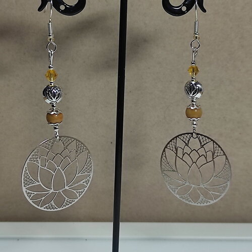 Boucles d'oreilles estampe fleurs de lotus