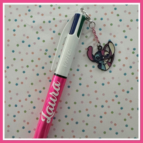 Stylo bic 4 couleurs personnalisable avec breloque stitch