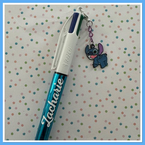 Stylo bic 4 couleurs personnalisable avec breloque stitch