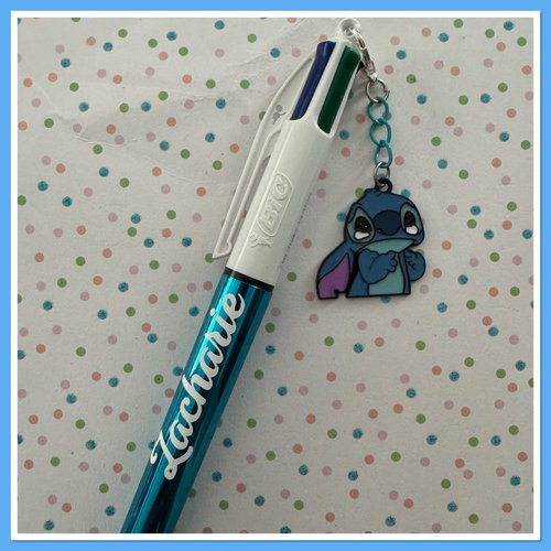 Stylo bic 4 couleurs personnalisable avec breloque stitch