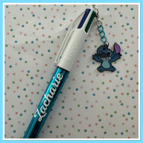 Stylo bic 4 couleurs personnalisable avec breloque stitch