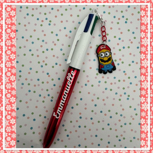 Stylo bic 4 couleurs personnalisable avec breloque mignon