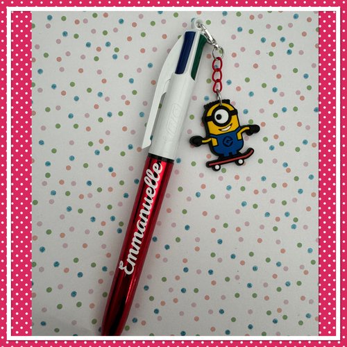 Stylo bic 4 couleurs personnalisable avec breloque mignon