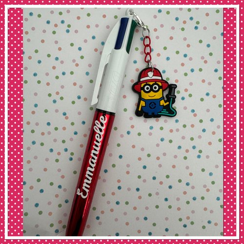 Stylo bic 4 couleurs personnalisable avec breloque mignon