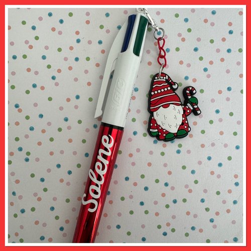 Stylo bic 4 couleurs personnalisable avec breloque de noel