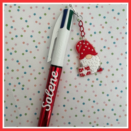 Stylo bic 4 couleurs personnalisable avec breloque de noel