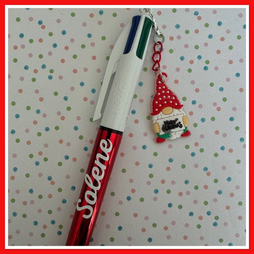 Stylo bic 4 couleurs personnalisable avec breloque de noel