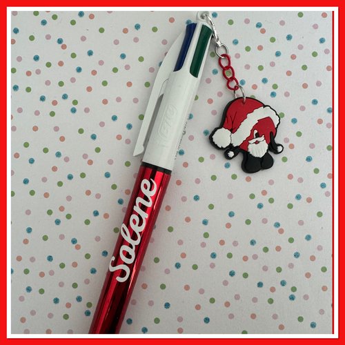 Stylo bic 4 couleurs personnalisable avec breloque de noel
