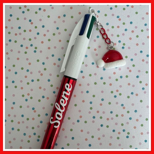 Stylo bic 4 couleurs personnalisable avec breloque de noel