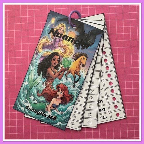 Nuancier pour feutres guangna 360 avec les numéros classés