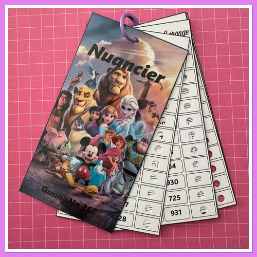 Nuancier pour feutres guangna 360 avec les numéros classés